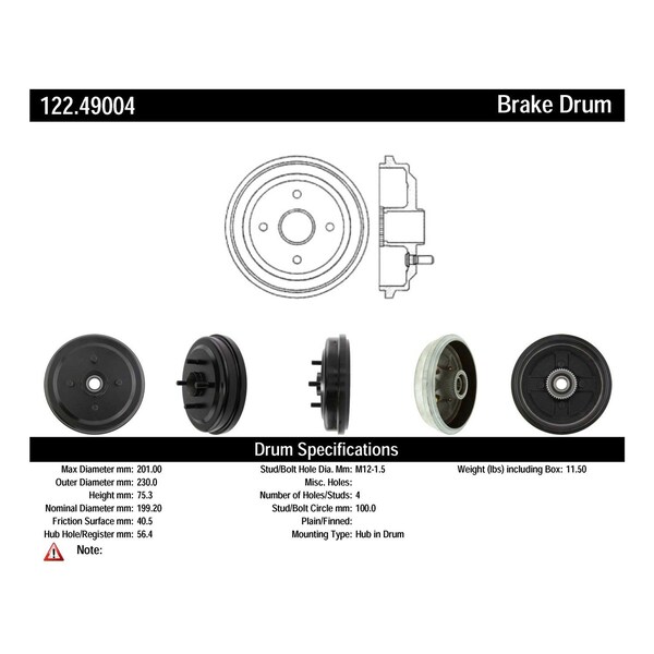 Premium Brake Drum,122.49004